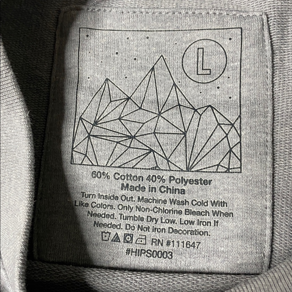 Grey Side Zip Tee size Large - Picture 6 of 7